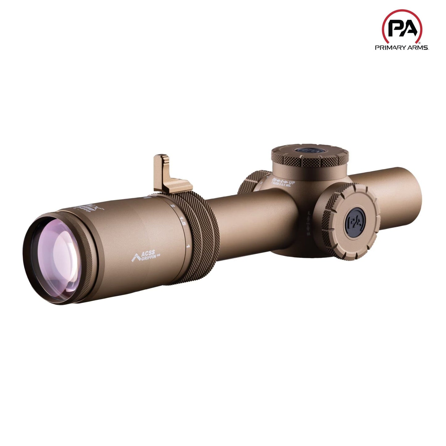 Primary Arms Compact PLxC 1-8x24 FFP Riflescope - ACSS Griffin MIL M8 Reticle - FDE Rifle Scope Primary Arms