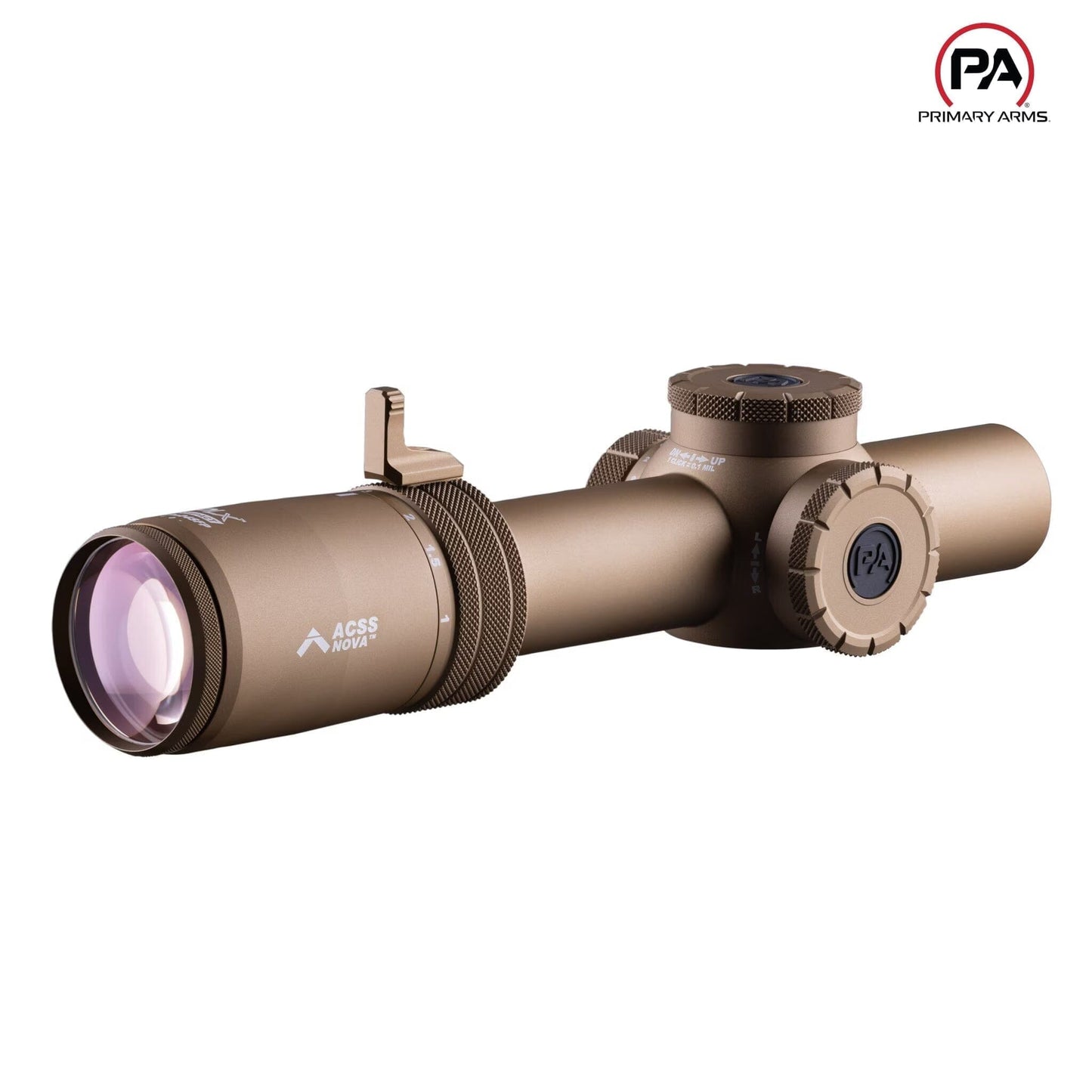 Primary Arms Compact PLxC 1-8x24 SFP Riflescope - ACSS Nova Fiber Wire Reticle - FDE Rifle Scope Primary Arms