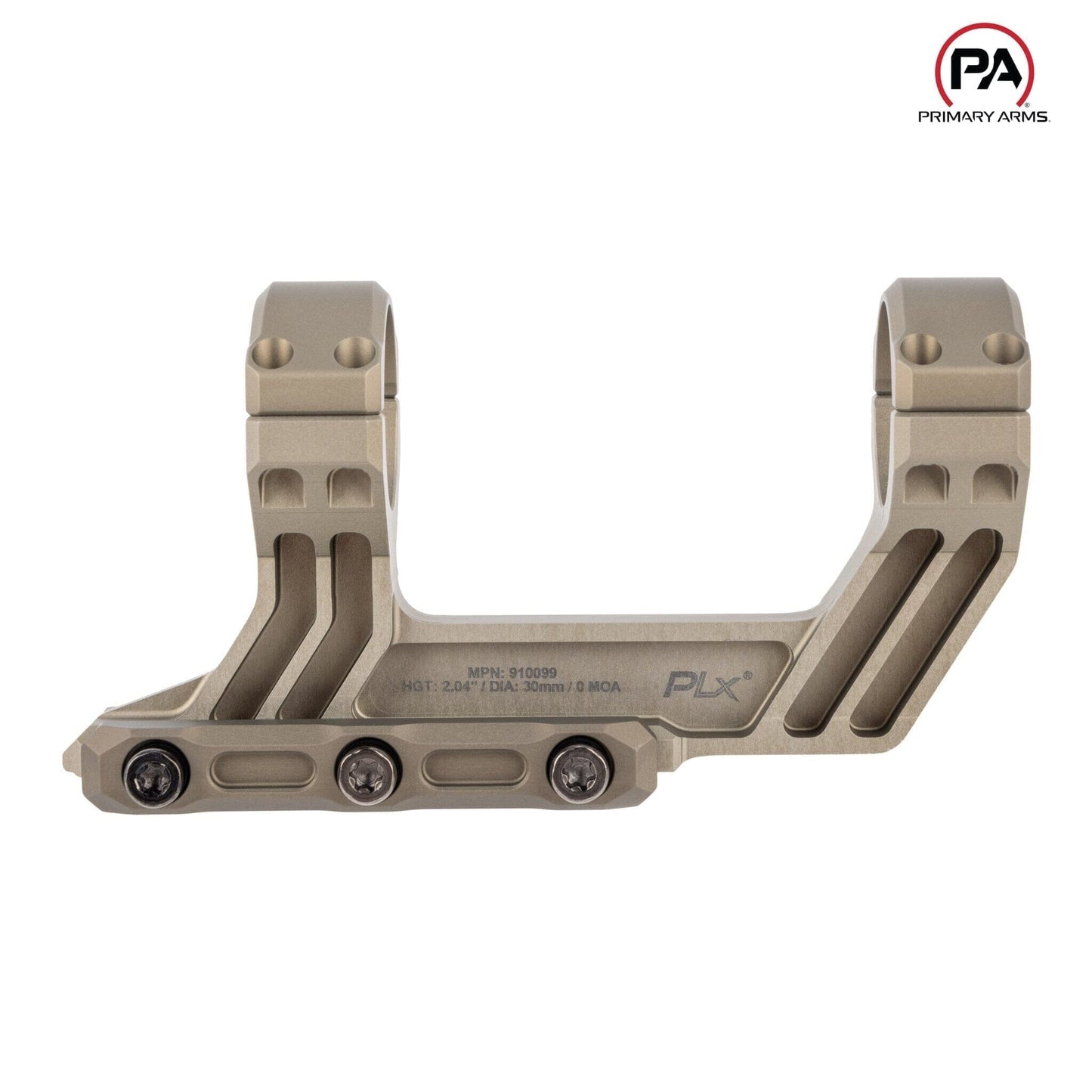 Primary Arms PLx 30mm Cantilever Mount - 2.04″ Offset - Clear Anodized Rifle Scope Mount Primary Arms