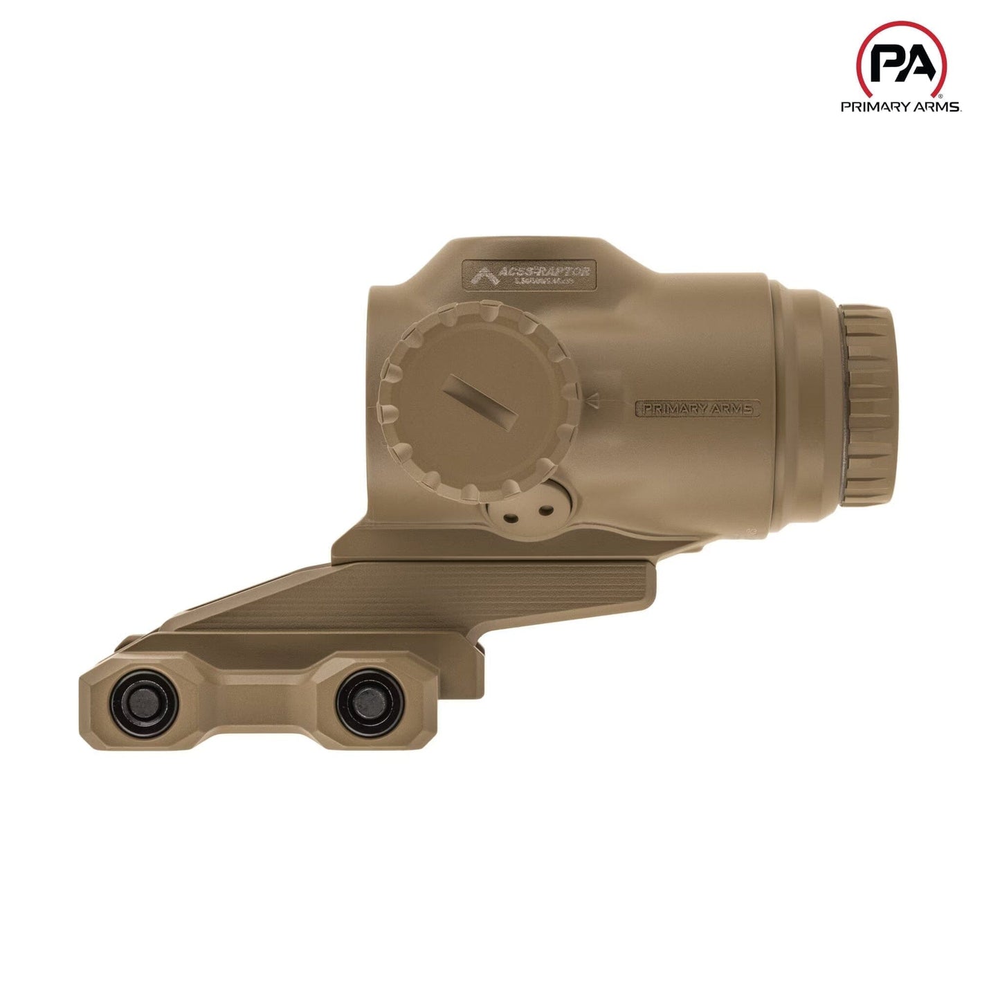 Primary Arms SLx 3x MicroPrism Scope - Red ACSS Raptor 5.56/.308 Yard Reticle - FDE Prism Scope Primary Arms