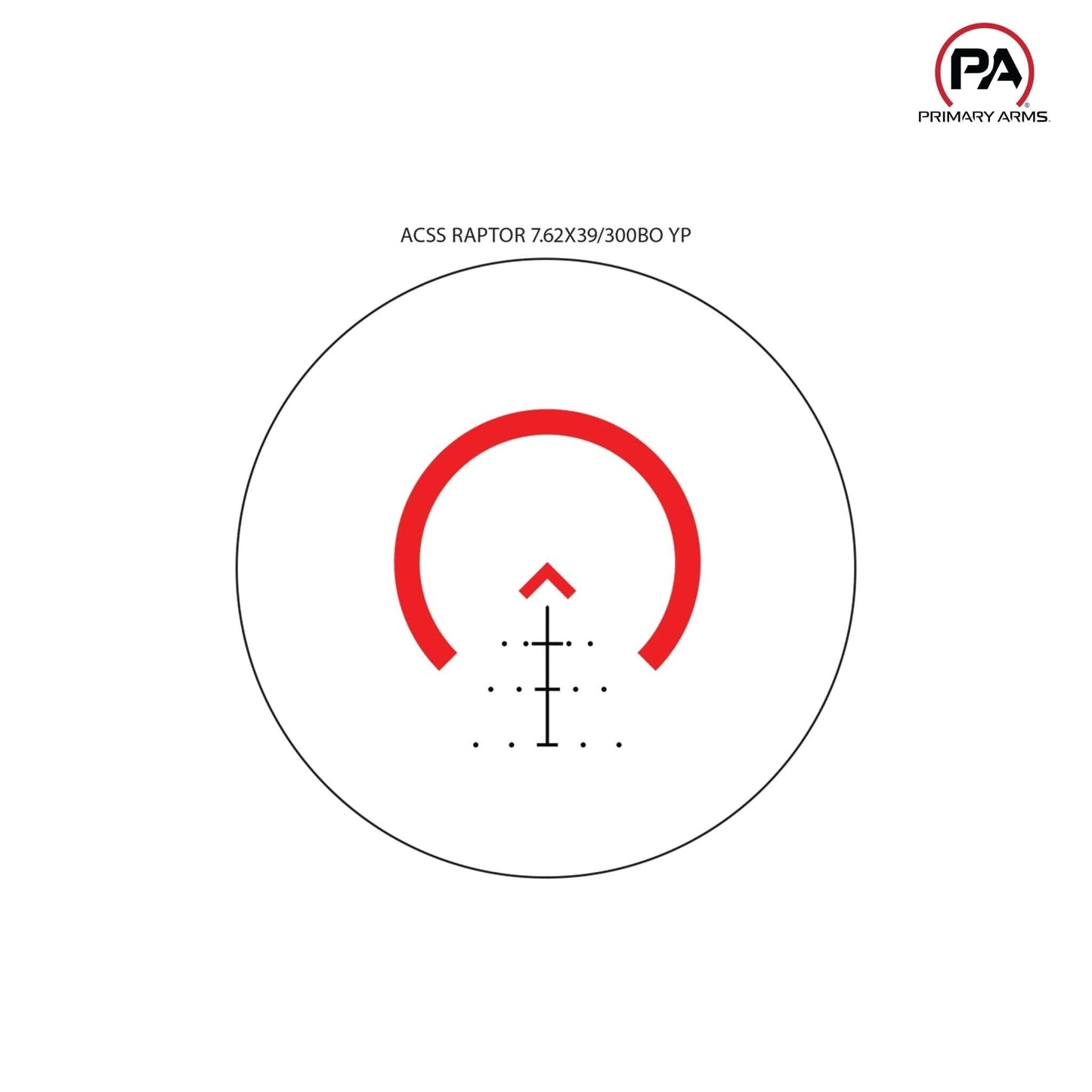 Primary Arms SLx 3x MicroPrism Scope - Red ACSS Raptor 7.62x39/300 BLK Yard Reticle - Black Prism Scope Primary Arms
