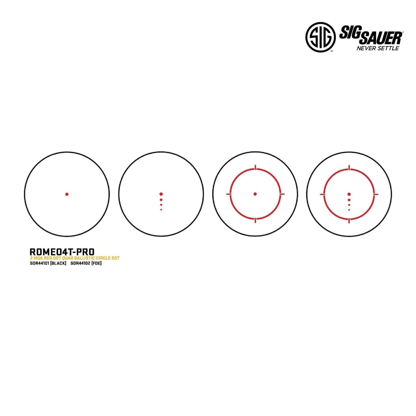 SIG Sauer ROMEO4T-PRO Red Dot Sight - 2 MOA Quad Ballistic Circle Dot - Black Red Dot Sight SIG Sauer
