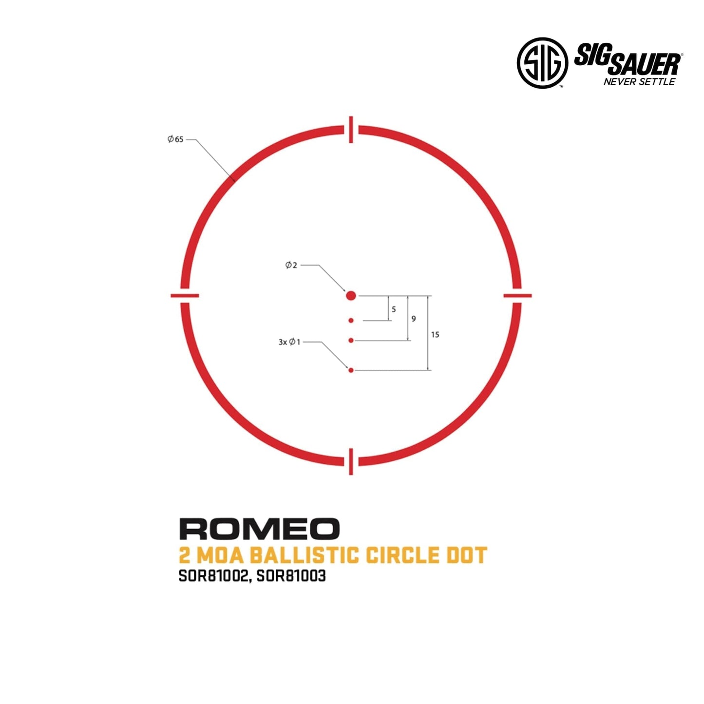 SIG Sauer ROMEO8T Red Dot Sight - 2 MOA Ballistic Circle Dot - Black Red Dot Sight SIG Sauer