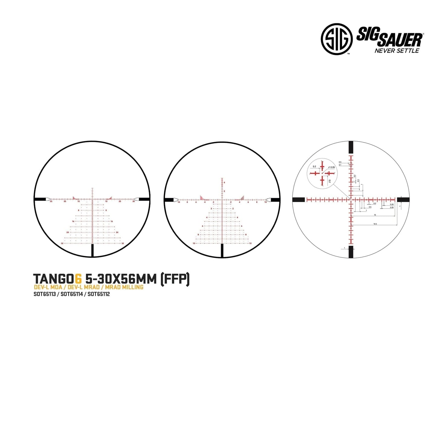 SIG Sauer TANGO6 5-30x56 Riflescope - MOA DEV-L Reticle Rifle Scope SIG Sauer